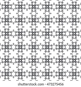 Black and white seamless geometric pattern. Vector graphic design, ethnic ornament, monochrome illustration. Seamless line background