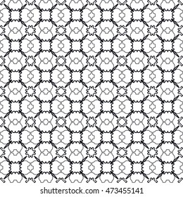Black and white seamless geometric pattern. Vector graphic design, ethnic ornament, monochrome illustration. Seamless line background