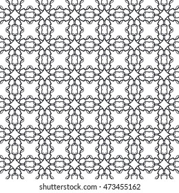 Black and white seamless geometric pattern. Vector graphic design, ethnic ornament, monochrome illustration. Seamless line background