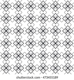 Black and white seamless geometric pattern. Vector graphic design, ethnic ornament, monochrome illustration. Seamless line background