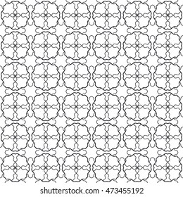 Black and white seamless geometric pattern. Vector graphic design, ethnic ornament, monochrome illustration. Seamless line background