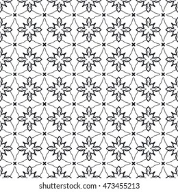 Black and white seamless geometric pattern. Vector graphic design, ethnic ornament, monochrome illustration. Seamless line background