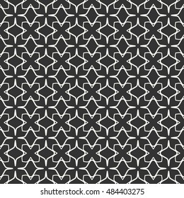 Black and white Seamless geometric pattern, repeating texture. Seamless line background. Contemporary graphic design, ethnic arabic, indian, turkish monochrome ornament.
