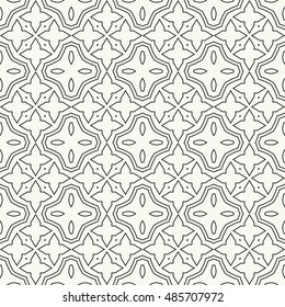 Black and white seamless geometric pattern, repeating texture. Seamless line background. Contemporary graphic design, ethnic arabic, indian, turkish monochrome ornament.
