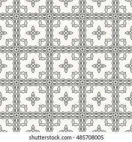 Black and white seamless geometric pattern, repeating texture. Seamless line background. Contemporary graphic design, ethnic arabic, indian, turkish monochrome ornament.