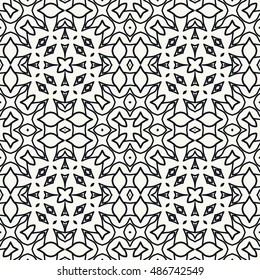Black and white seamless geometric pattern, repeating texture. Seamless line background. Contemporary graphic design, ethnic arabic, indian, turkish monochrome ornament.