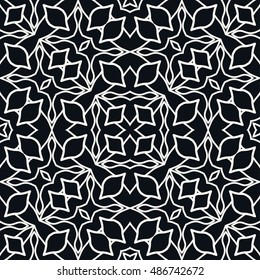 Black and white seamless geometric pattern, repeating texture. Seamless line background. Contemporary graphic design, ethnic arabic, indian, turkish monochrome ornament.