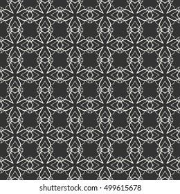 Black and white seamless geometric pattern, repeating texture. Seamless line background. Contemporary graphic design, ethnic arabic, indian, turkish monochrome ornament.