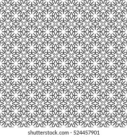 Black and white seamless geometric pattern, repeating texture. Seamless line background. Contemporary graphic design, ethnic arabic, indian, turkish monochrome ornament.
