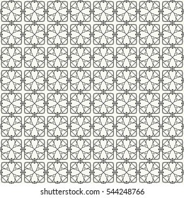 Black and white seamless geometric pattern, repeating texture. Seamless line background. Contemporary graphic design, ethnic arabic, indian, turkish monochrome ornament.