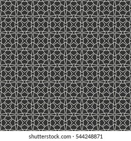 Black and white seamless geometric pattern, repeating texture. Seamless line background. Contemporary graphic design, ethnic arabic, indian, turkish monochrome ornament.