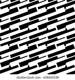 Black and white seamless geometric pattern. Repeatable texture / background with array, structure of shapes