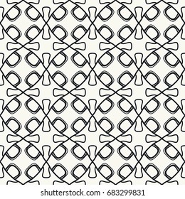 Black and white seamless geometric pattern, repeating texture. Seamless line background. Contemporary graphic design, ethnic arabic, indian, turkish monochrome ornament.