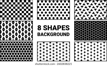 Black and white of seamless geometric shape patterns background vector illustration
