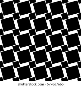 Black and white seamless geometric square pattern - vector background graphic design from angular squares
