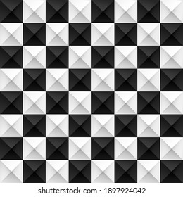 Black and white seamless geometrical background. 3D. 