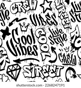 Black and white seamless graffiti background