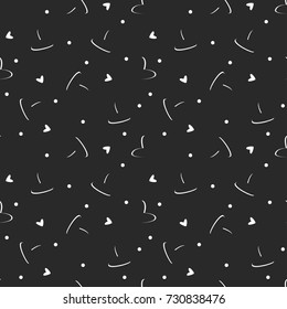Black and white seamless grunge pattern. Abstract heart silhouette background. Simple geometric texture.