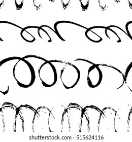Black and white seamless hand drawn texture design for backgrounds.  Grange lines pattern. Vector illustration.