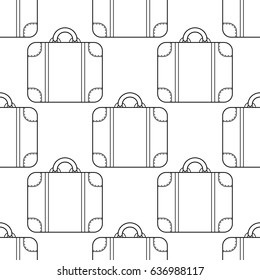 Black and white seamless illustration, pattern of fashion bags for coloring book, page.