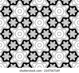 Black and white seamless illustrations. Coloring book, colouring page for children and adults. Decorative abstract linear vector pattern design. Thin line drawing. Easy to edit color and line weight