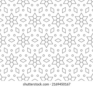 Black and white seamless illustrations. Coloring book, colouring page for children and adults. Decorative abstract linear vector pattern design. Line art drawing. Easy to edit color and line