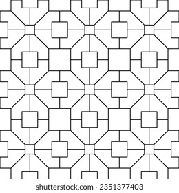 Black and white seamless illustrations. Coloring book, colouring page for children and adults. Decorative abstract linear vector pattern design. Line art drawing. Easy to edit color and line