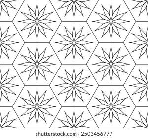 Black and white seamless illustrations. Coloring book, colouring page for children and adults. Decorative abstract linear vector pattern design. Line art drawing. Easy to edit color and line