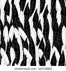 black and white seamless leaves