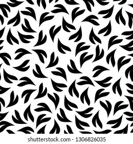 Black and White Seamless 
Leaves Pattern background.