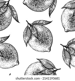Black and white seamless Lemon pattern