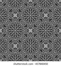 Black and white seamless line pattern. Contemporary graphic design, seamless lace geometric background. Vector stylish endless texture. Tribal ethnic arabic, indian, turkish ornament