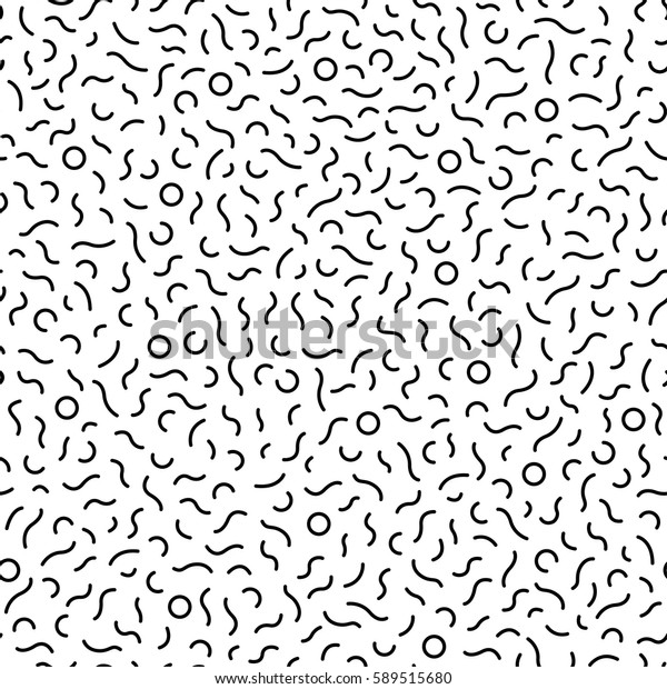 メンフィススタイルの背景に白黒のシームレスな線の形をしたエレメント のベクター画像素材 ロイヤリティフリー