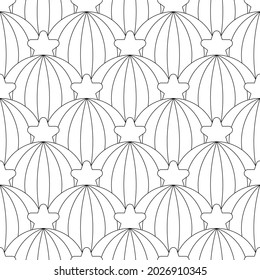 Black and white seamless linear illustrations. Coloring book, colouring page for children and adults. Decorative abstract vector pattern design. Line art drawing. Easy to edit color and line weight.
