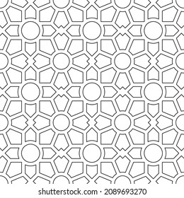 Black and white seamless linear illustrations. Coloring book, colouring page for children and adults. Decorative abstract vector pattern design. Line art drawing. Easy to edit color and line weight
