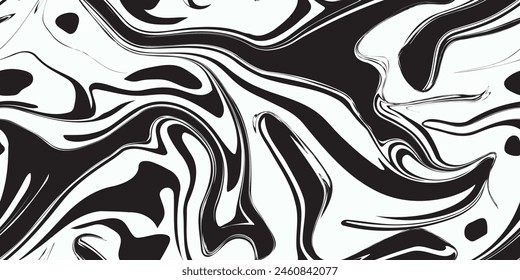 Black and white seamless marble pattern. Modern abstract shape. Vector illustration
