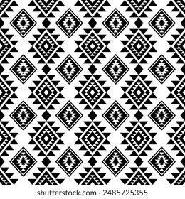 Black and white Seamless native pattern tribal indian ornament pattern geometric ethnic textile texture tribal aztec pattern navajo mexican fabric seamless vector decoration fashion