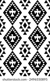 Black and white Seamless native pattern tribal indian ornament pattern geometric ethnic textile texture tribal aztec pattern navajo mexican fabric seamless vector decoration fashion