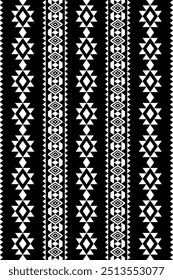 Preto e branco sem costura padrão nativo americano tribal indiano padrão de ornamento geométrico étnico textura têxtil tribal azteca padrão navajo mexicano tecido sem costura vetor decoração moda