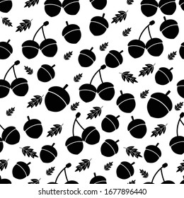 Black and White Seamless Nutty Leaf Patterns