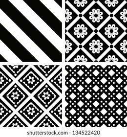 Black and white seamless ornamental patterns