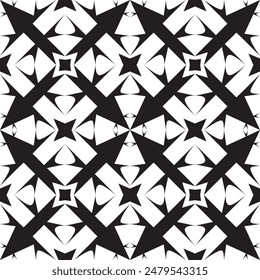 Black and white seamless pattern, abctract vector hand drawn background with arrows