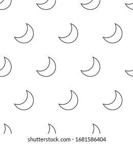 Schwarz-Weiß-Muster ohne Naht. Abstrakter Hintergrund mit vielen Moons. Schwarze isolierte Elemente. Starry Night-Tapete.Süße Träume. Magisches Hell.