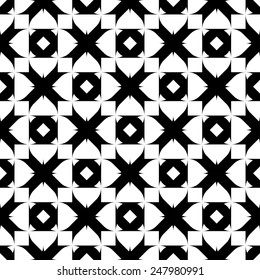 Black and white seamless pattern, abstract background, vector, illustration.