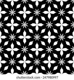 Black and white seamless pattern, abstract background, vector, illustration.