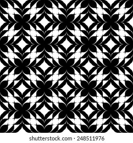 Black and white seamless pattern, abstract background, vector, illustration.