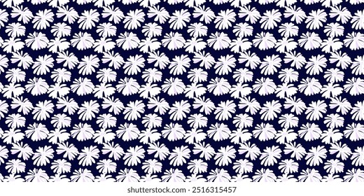 Black and white seamless pattern with abstract creative shapes flowers. Stylized silhouettes floral printing. Vector hand drawn. Contemporary plain ornament