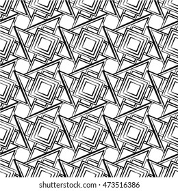 Black and white seamless pattern, abstract background, vector, illustration.