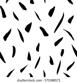Black and white seamless pattern. Abstract background with hand painted brush strokes. Modern graphic design. Monochrome Hand Drawn textures made with ink. 