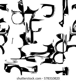 Black and white seamless pattern. Abstract vector repeat print. Hipster hand drawn texture.